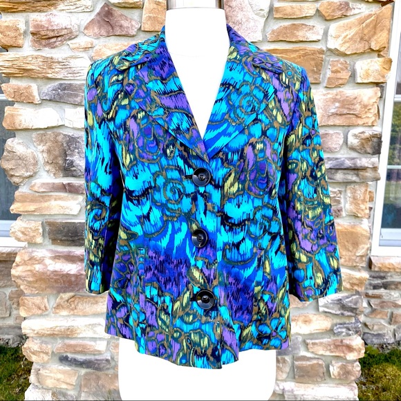 Chico’s Abstract Print Cropped Blazer - Picture 3 of 16